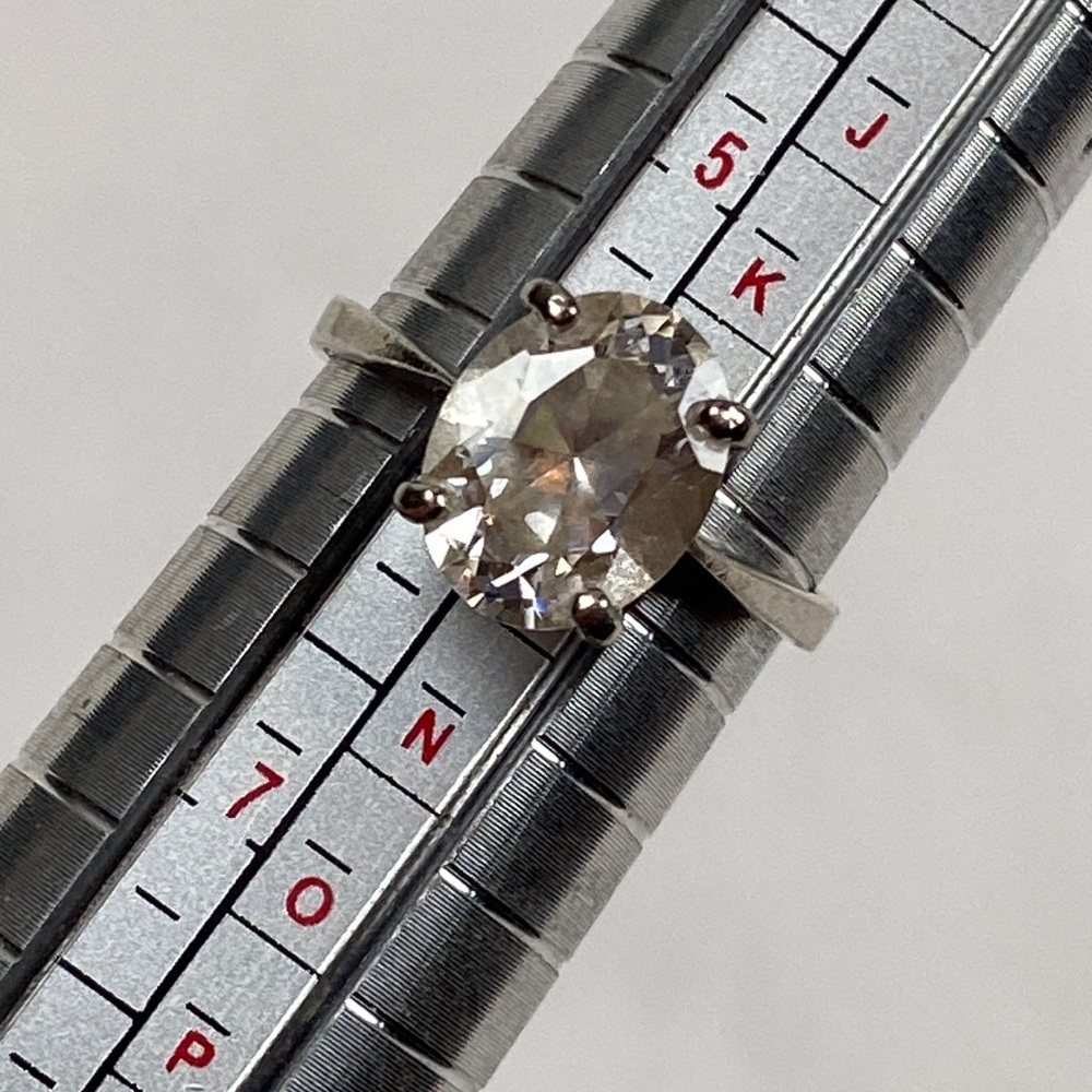 Cubic zirconia faceted solitaire 925 sterling silver ring artist initials SU - Picture 4 of 8